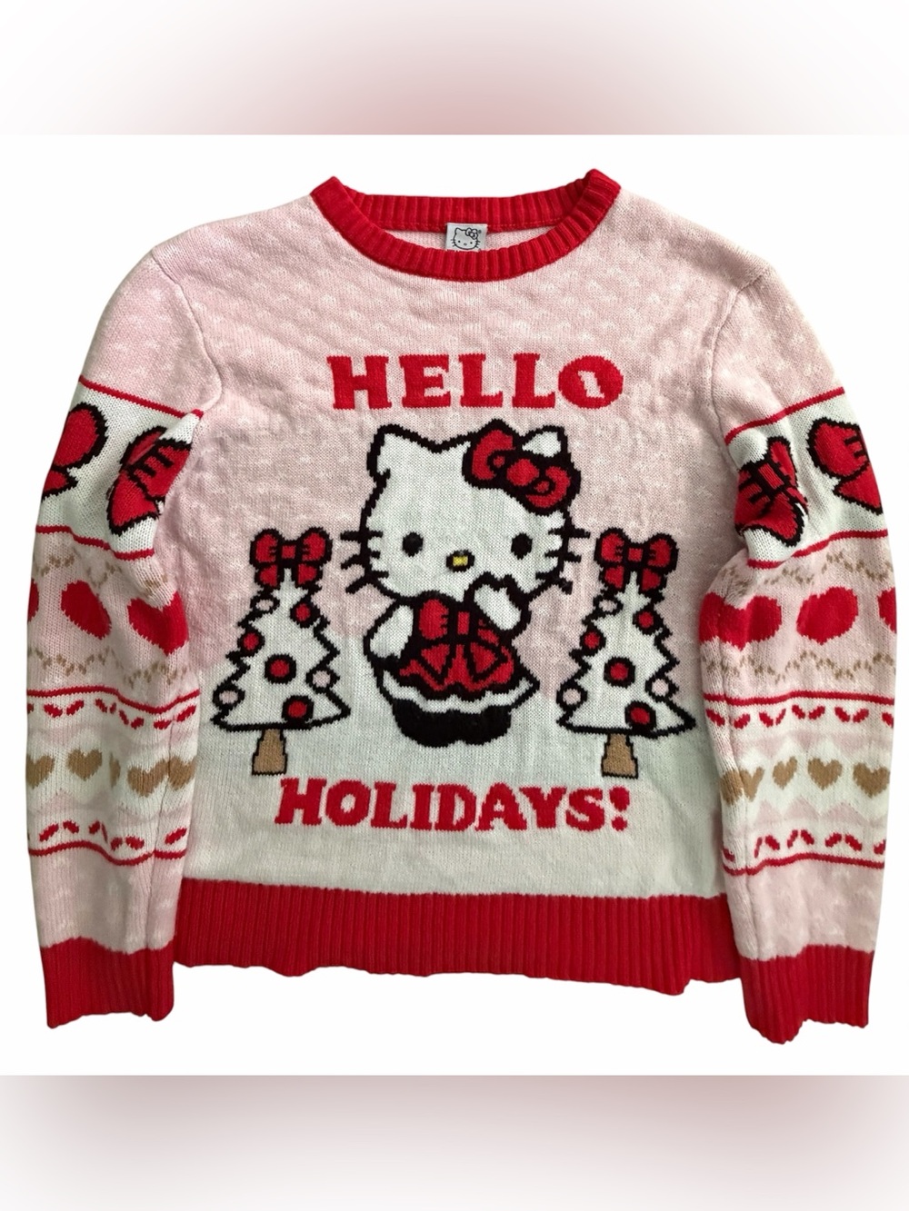 Hello Kitty Pink and Red Holiday Christmas Crewneck Ugly Sweater